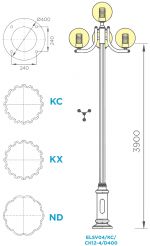 ELSV04 - Cột đèn chiếu sáng sân vườn cổ điển