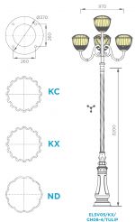 ELSV06 - Cột đèn chiếu sáng sân vườn cổ điển